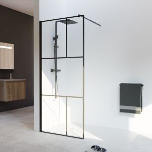 Paroi de douche industrielle noire ATELIA 90 cm