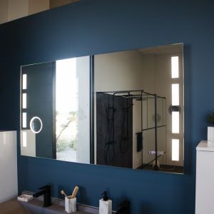 Miroir lumineux EXCELLENCE 120x80 cm - éclairage intégré à LED, interrupteur sensitif, loupe et heure