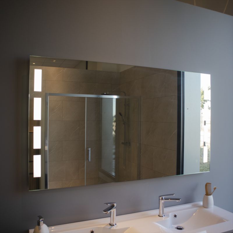 Miroir anti-buée EXCELLENCE 120x80 cm - Eclairage LED - Loupe et heure