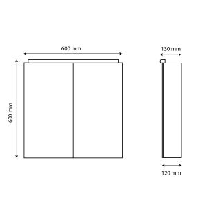 Armoire salle de bain MIRBOX  - 60 cm x 60 cm - portes miroir, éclairage LED, étagère de rangement et prise à l'intérieur