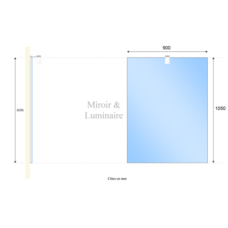 Miroir MIRCOLINE avec applique lumineuse -  90x105cm
