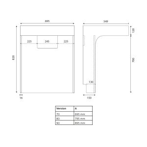 Meuble simple vasque PMR ALTEA 70 cm 