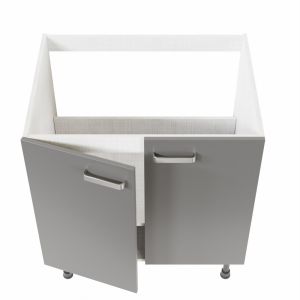 Meuble sous évier - largeur 80 cm - 2 portes - coloris gris mat