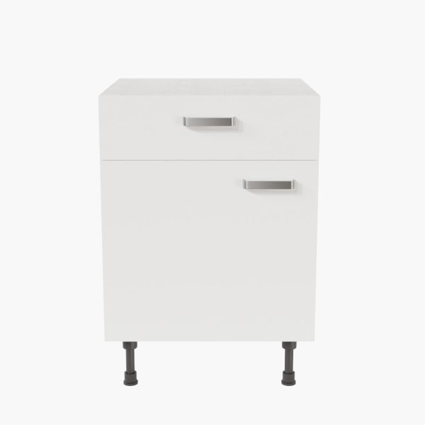 Meuble de cuisine bas - 1 porte + 1 tiroir - 60 cm - Blanc