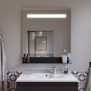 Miroir ETAL 80x80 cm - éclairage LED, antibuée, interrupteur sensitif et tablette de rangement