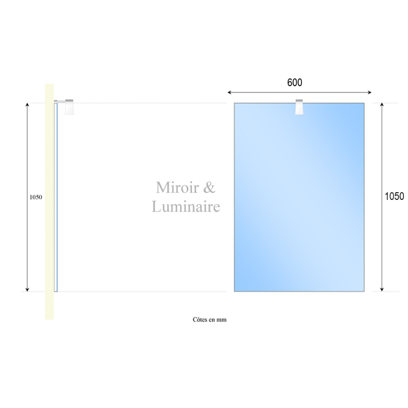 Miroir MIRCOLINE avec applique lumineuse -  60x105cm