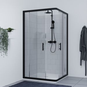 Paroi de douche coulissante 100x100 d'angle NERINA Black mat 