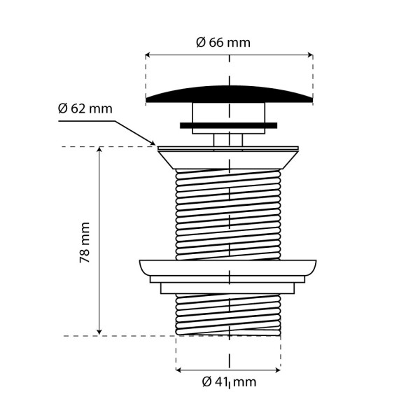 Siphon vertical avec bonde pour vasque, D. 65 mm