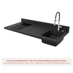 Kitchenette K13L - 140 cm - emplacements frigo, hotte et micro-ondes