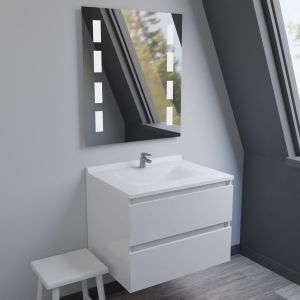 Pack meuble vasque ARLEQUIN 70 cm + miroir PRESTIGE - Blanc brillant