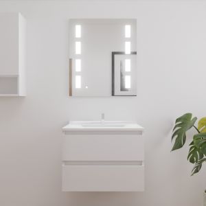 Pack meuble vasque ARLEQUIN 70 cm + miroir PRESTIGE - Blanc brillant
