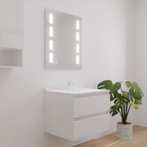 Pack meuble vasque ARLEQUIN 70 cm + miroir PRESTIGE - Blanc brillant