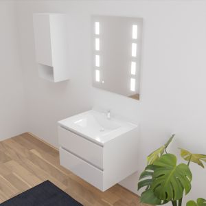 Pack meuble vasque ARLEQUIN 70 cm + miroir PRESTIGE - Blanc brillant