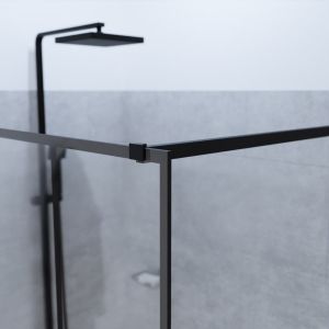 Paroi de douche industrielle noire ATELIA 100 cm