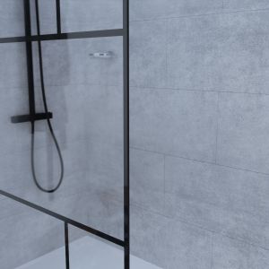 Paroi de douche industrielle noire ATELIA 100 cm