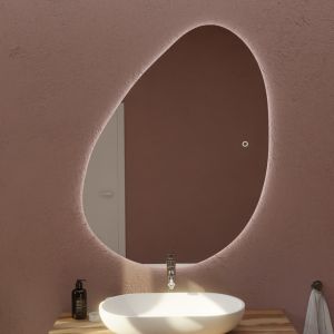 Miroir lumineux DROP éclairage led, interrupteur sensitif et antibuée. Forme galet arrondie 110x80 cm