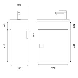 Meuble lave-mains SAFIA avec vasque et miroir - Gris 