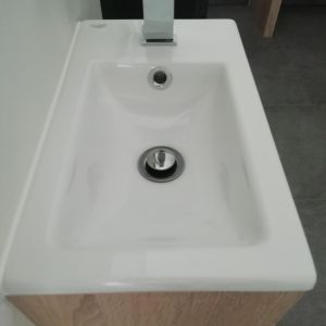 Meuble lave-mains SAFIA avec vasque et miroir - Cambrian Oak