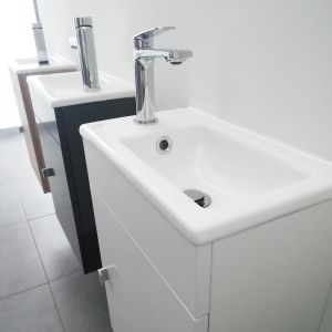Meuble lave-mains SAFIA avec vasque et miroir - Blanc 