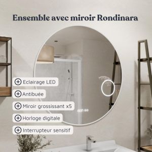 Meuble vasque ROSINOX 80 cm avec miroir RONDINARA - Blanc mat 