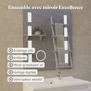 Pack meuble ROSALY 70 cm avec plan vasque et miroir EXCELLENCE - Gris anthracite