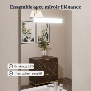 Meuble salle de bain ROMY 90 cm avec miroir led ELEGANCE ht105
