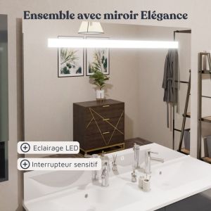 Meuble IDEA, plan vasque déportée à gauche + Miroir ELEGANCE124 cm - Oak