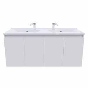 Meuble double vasque 140 cm PROLINE - Blanc brillant