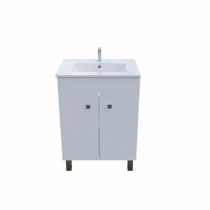 Meuble salle de bain sur pieds ECOLINE 60 cm - Blanc brillant