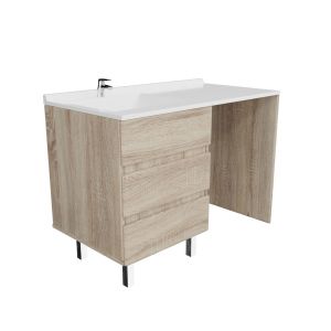 Meuble lave-linge KORA 124 cm vasque déportée à gauche - Coloris bois