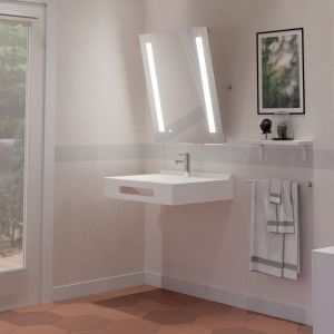 LEA 70 cm plan vasque suspendu avec miroir LED inclinable Rotary