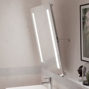 Meuble LEA 70 cm avec plan vasque et miroir LED inclinable Rotary