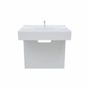 Meuble simple vasque PMR EPURE 80 cm - Blanc brillant
