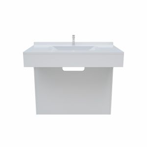 Meuble simple vasque PMR EPURE 90 cm - Blanc brillant