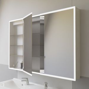 Armoire de toilette portes à droite miroir ARMILED - 120 cm - Prise 220V