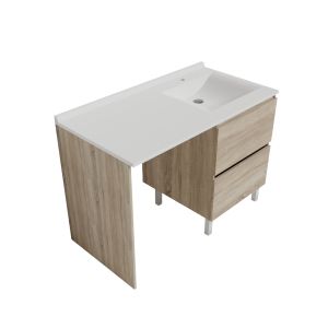 Meuble lave-linge IDEA, plan vasque déportée à droite 124 cm - Oak