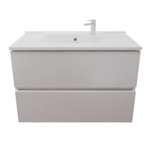 Meuble salle de bain suspendu tout inox 80 cm ROSINOX - Blanc mat