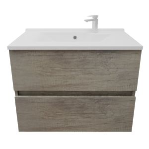Meuble salle de bain suspendu tout inox 70 cm ROSINOX - Chêne
