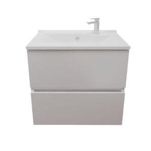 Meuble salle de bain suspendu tout inox 60 cm ROSINOX - Blanc mat