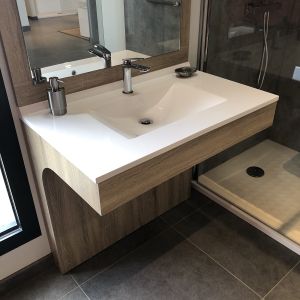 Meuble ALTEA 80 cm avec plan vasque et miroir led Elégance ht105 - Cambrian oak