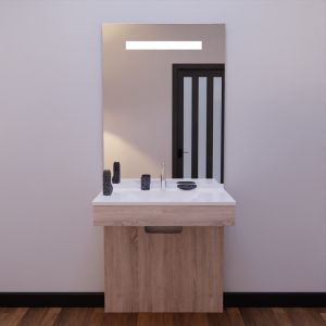 Meuble ALTEA 70 cm avec plan vasque et miroir led Elégance ht105 - Cambrian oak