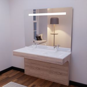 Meuble ALTEA 140 cm avec plan double vasque et miroir led Elégance - Cambrian oak