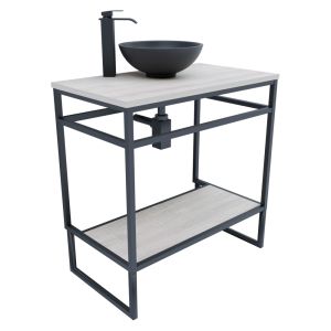 Meuble salle de bain STRUCTURA 80 cm avec vasque à poser noire