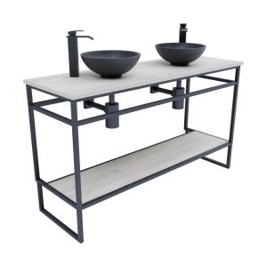 Meuble salle de bain STRUCTURA 140 cm avec vasques à poser noires