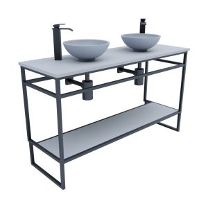Meuble salle de bain STRUCTURA 140 cm avec vasques à poser grises