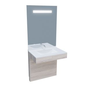 Meuble ALTEA 80 cm avec plan vasque et miroir led Elégance ht105 - Cambrian oak