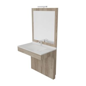 Meuble ALTEA 90 cm avec plan vasque et miroir Miralt - Cambrian oak