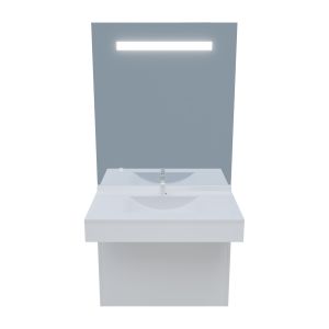Meuble EPURE 90 cm avec plan vasque et miroir led Elégance ht105 - blanc brillant
