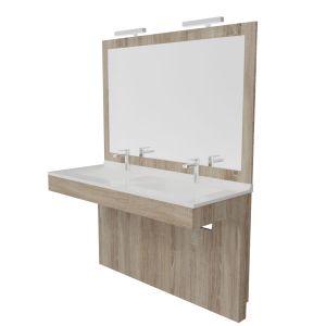 Meuble ALTEA 140 cm avec plan double vasque et miroir Miralt - Cambrian oak