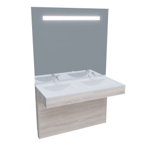 Meuble ALTEA 120 cm avec plan double vasque et miroir led Elégance - Cambrian oak